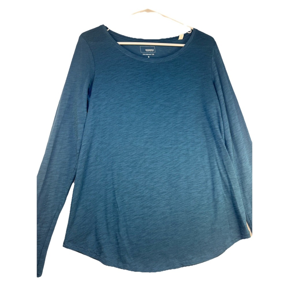 Sonoma Goods For Life Everyday Tee Women's Small Blue Long Sleeve Shirt